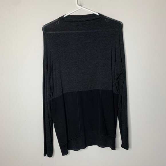 Aritzia Wilfred Blouse Top Long Sleeve Half Silk Mock neck Heathered Black XS - Picture 4 of 14